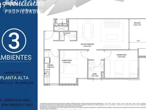 Departamento en Venta de 3 ambientes