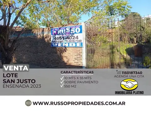 Venta lote San Justo 550 mtrs2