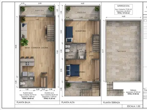 Departamento en Venta de 3 ambientes