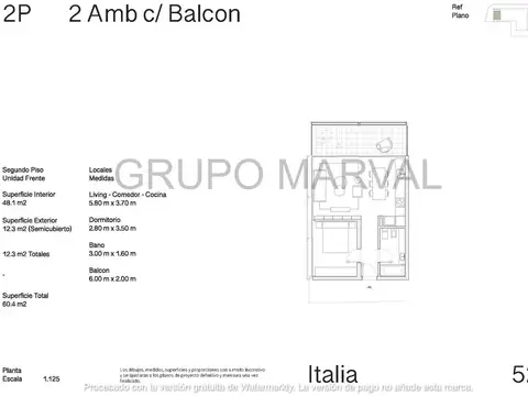 Departamento en Venta de 2 ambientes