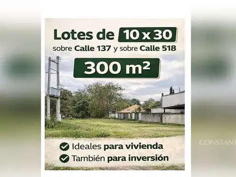 Terreno en Venta 30  mts Fondo
