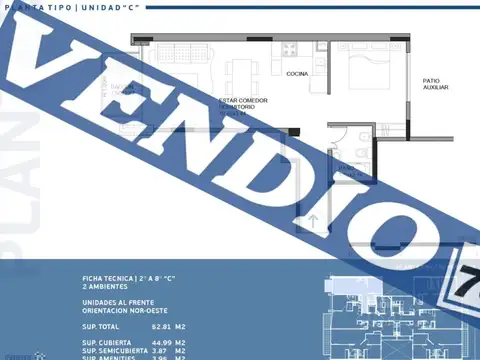 2 ambientes con balcón en edificio Premium en Villa Pueyrredon