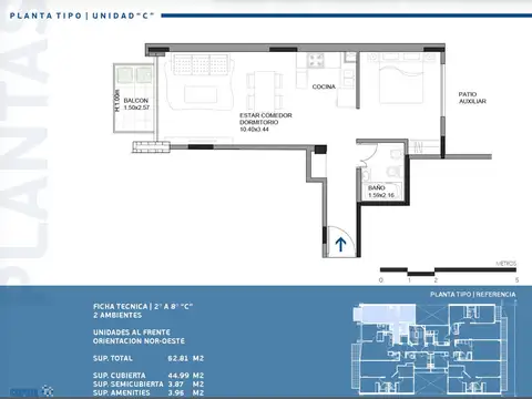 Departamento en Venta de 1 dormitorio