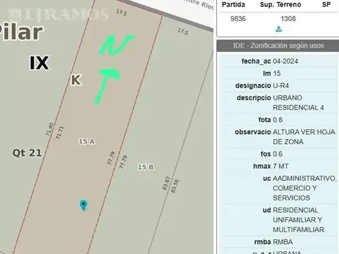 Terreno en Venta de 1308,0 m2