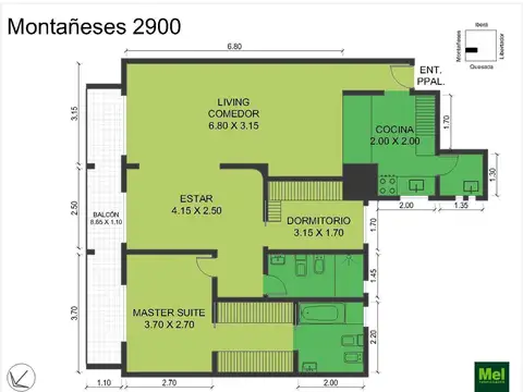 Montañeses 2900, Piso 3