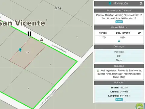Lote en venta de 5224m2, Partido de San Vicente, Bs. As.