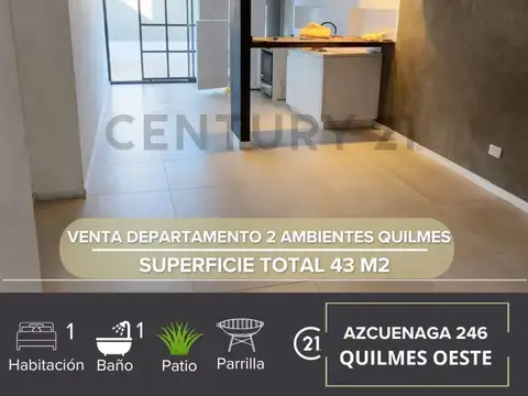VENTA DEPARTAMENTO 2 AMBIENTES PB- QUILMES OESTE