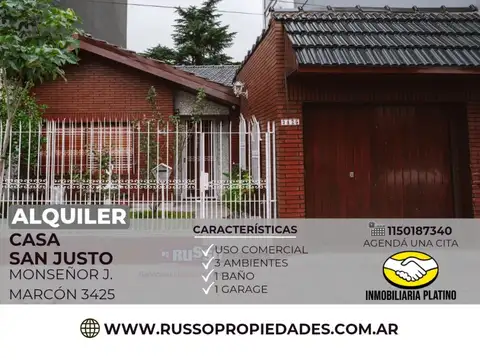 Alquiler casa 3 ambientes San Justo 