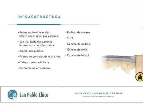 Venta Lote en San Pablo Chico / Pilar. Precio Total