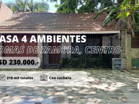 CASA 4 AMBIENTES EN VENTA LOMAS DE ZAMORA CENTRO