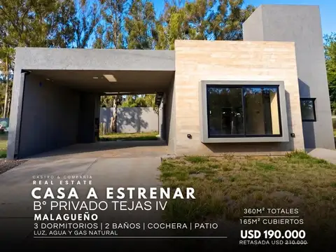 Venta Casa A Estrenar De 3 Dormitorios en Barrio Privado Tejas 4 - Malagueño