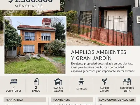 Casa en Alquiler de 4 dormitorios