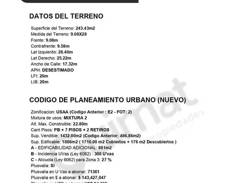 Terreno en Venta de 243,0 m2