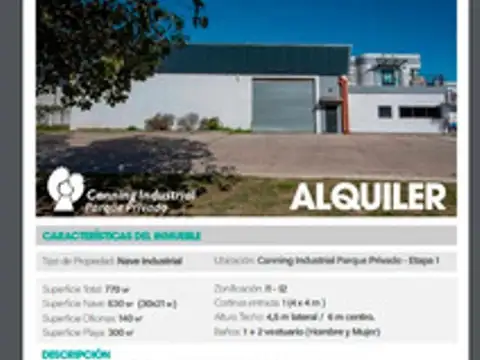 Alquiler Nave Industrial En El Parque Canning Industrial