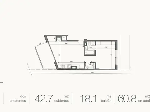 Departamento en Venta de 2 ambientes