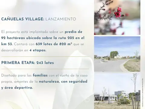 Barrio Privado Cañuelas Village - Terrenos en Cañuelas / Nuevo Emprendimiento