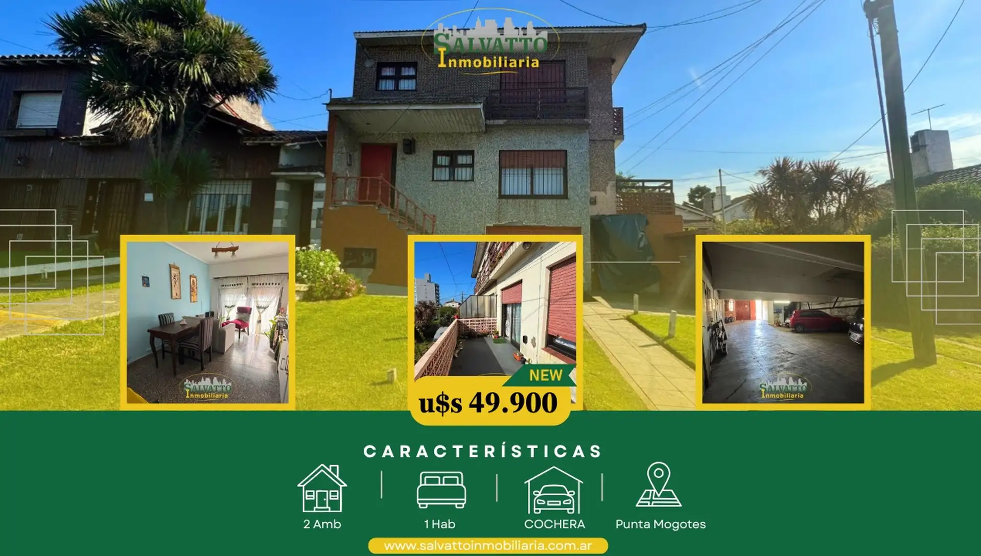 Departamento 2 ambientes con cochera en Punta Mogotes