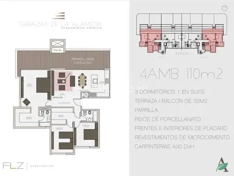 Venta Departamento c/ cochera en La alameda 3 Dormitorios Canning 100