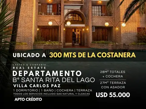 Venta Departamento de 1 Dormitorio En Barrio Santa Rita Villa Carlos Paz