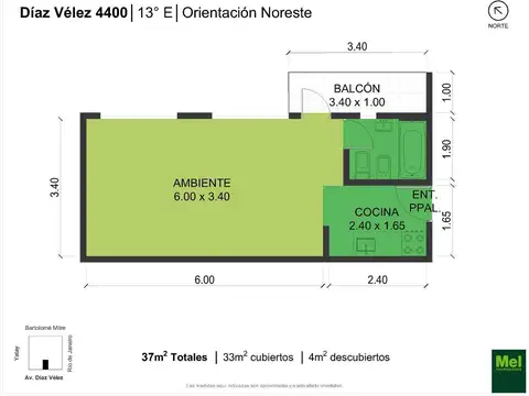 Diaz Velez 4400, Piso 13
