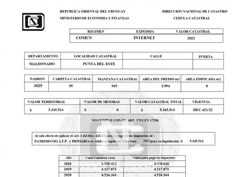Terreno en Venta 27  mts Frente