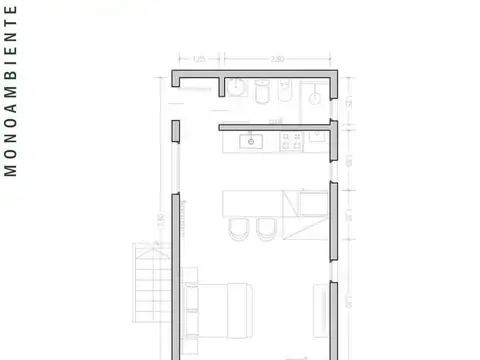 Departamento Monoambiente con 1 baño