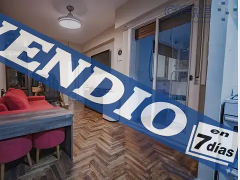 Departamento en Almagro 2 ambientes con balcón Living/Comedor con cocina integrada