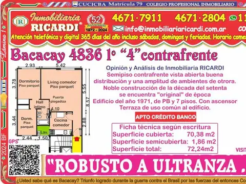 ROBUSTO A ULTRANZA  3 amb DE EPOCA semipiso contrafrente