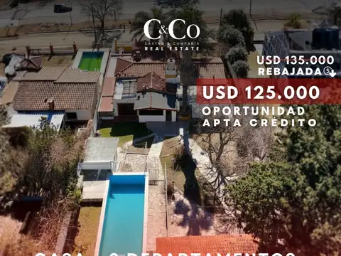 Venta Casa de 4 Dormitorios con 2 Departamentos y Pileta sobre Ruta 38 En Villa del Lago, Carlos Paz