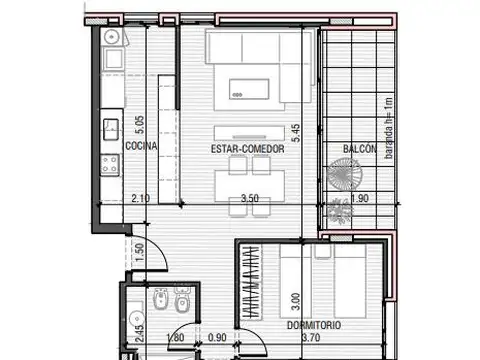 Departamento en Venta con 1 cocheras