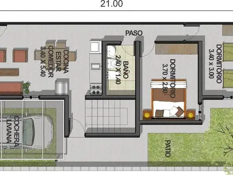 Casa Monoambiente con 1 baño