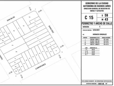 Terreno en Venta en Villa General Mitre, USD 320.000