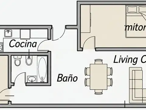 Departamento 3 ambientes con 1 baño