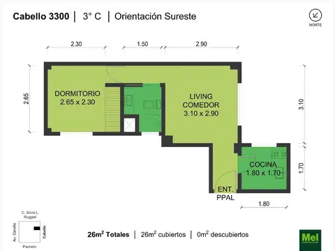 Cabello 3300, Piso 3