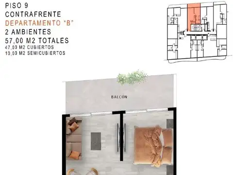 Departamento en Venta de 2 ambientes
