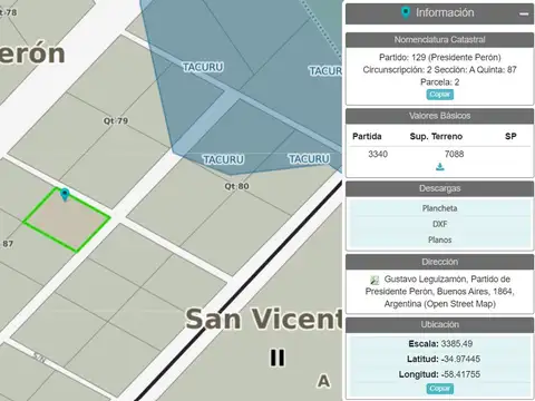 Lote en venta en Chacras de San Vicente B° El Ministro