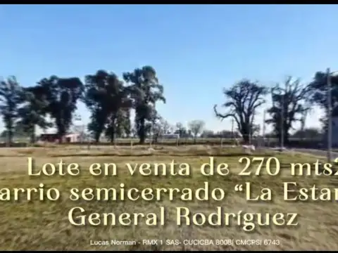 Venta lote 270m2 La Estancia General Rodriguez