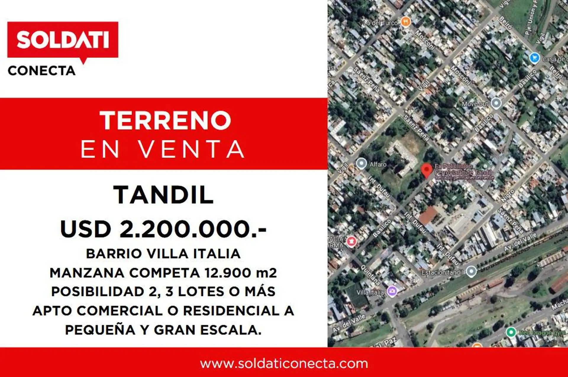 Terreno 12900m² en Villa Italia, ideal para desarrollo