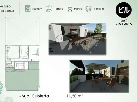 Departamento Monoambiente con 1 baño