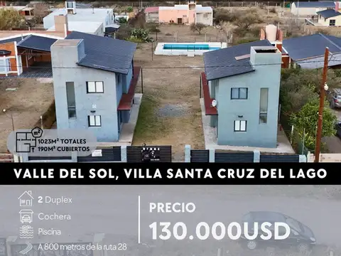 VENTA COMPLEJO DE DUPLEX EQUIPADO EN VALLE DEL SOL- VILLA SANTA CRUZ DEL LAGO