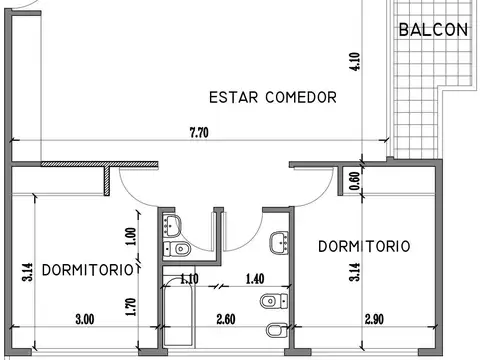 Departamento 3 ambientes con 1 baño