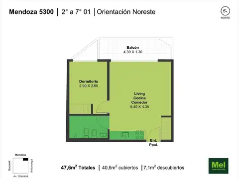 Mendoza 5300, Piso 5