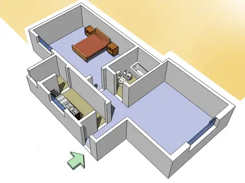 Departamento 2 Ambientes Al Frente en Alquiler en Once