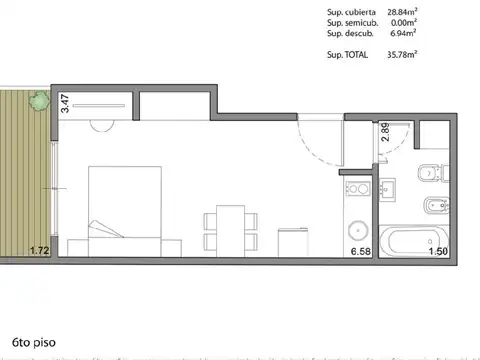 Departamento en Venta de Monoambiente