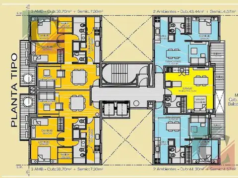 Depto 3 Amb de 69 m2 cub.    7 m2 semicub.  Avellaneda