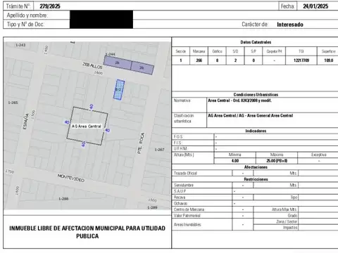 Zeballos al 1600 (Lote para constructoras de 168mts2)