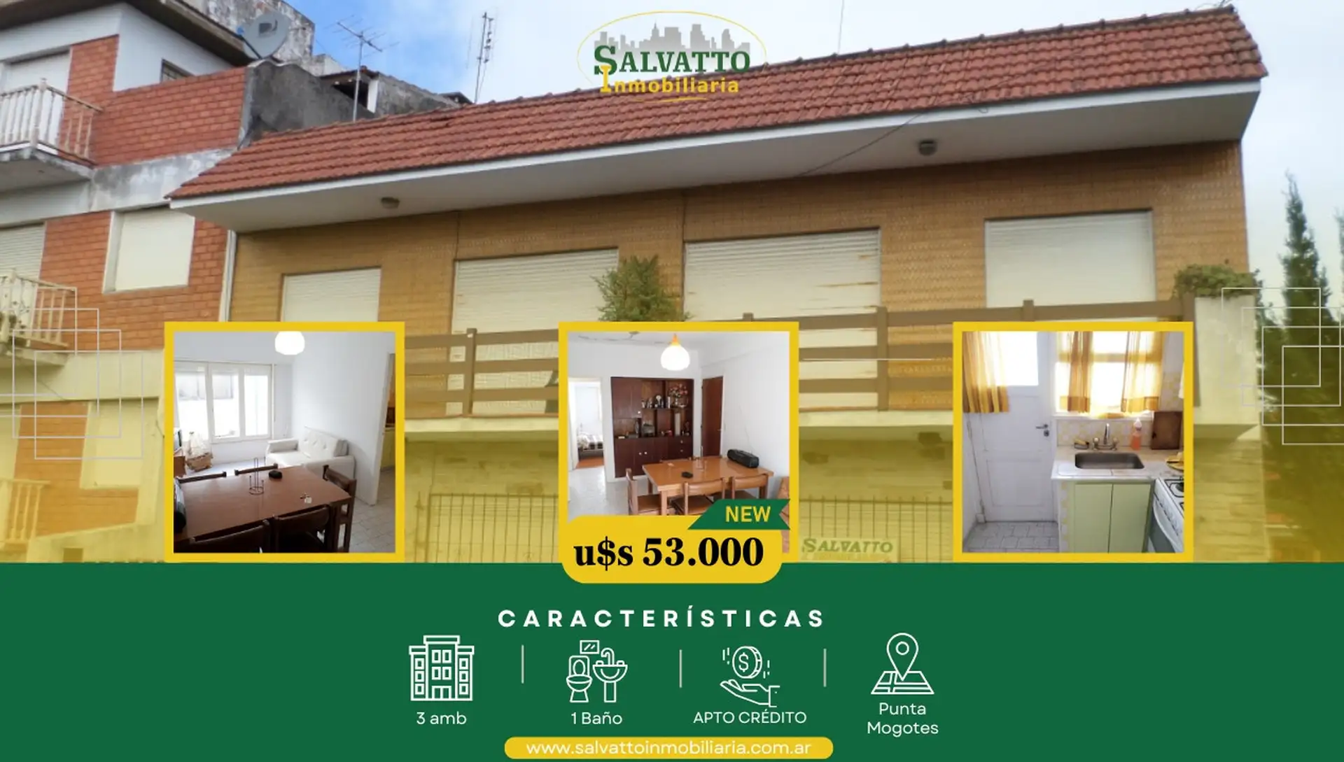 Departamento 3 ambientes a 3 cuadras del mar en Punta Mogotes