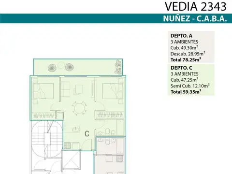 Departamento en Venta en Núñez, USD 199.000