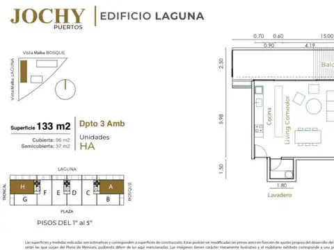 Departamento 3 ambientes con 2 baños