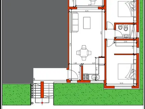 Casa 3 ambientes con 1 baño